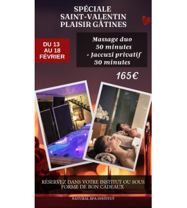OFFRE SAINT VALENTIN- Massage 50 min en Duo + 30 min jacuzzi Privatif  OFFERT